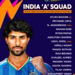 India ‘A’ Squad Announced for ICC Men’s T20 World Cup 2026 Warm-Up Matches